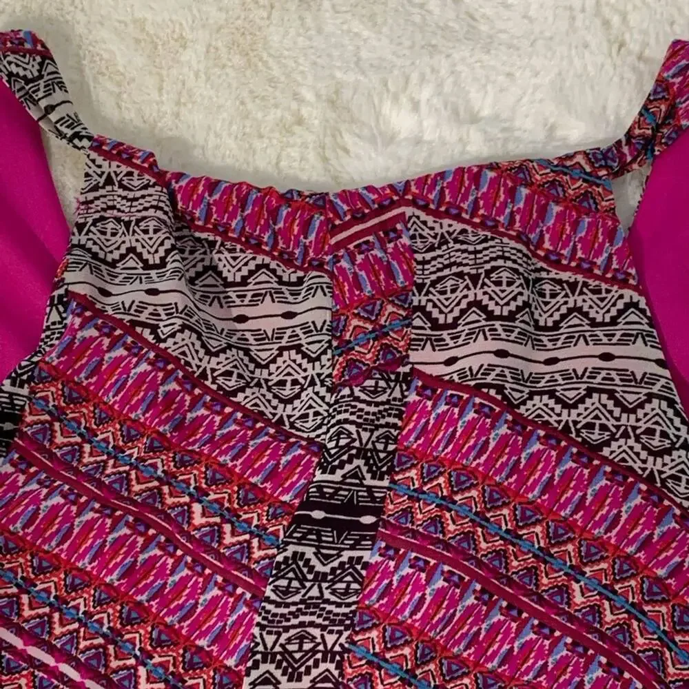 Sequin Hearts Summer Dress Pink Black Mixed Print Sleeveless Casual Dress Small - Picture 5 of 10